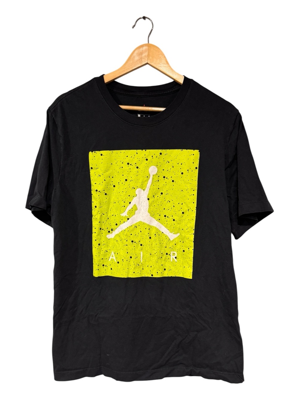 Air Jordan Jumpman Graphic T-Shirt Black Neon Yellow Mens Size L Distressed